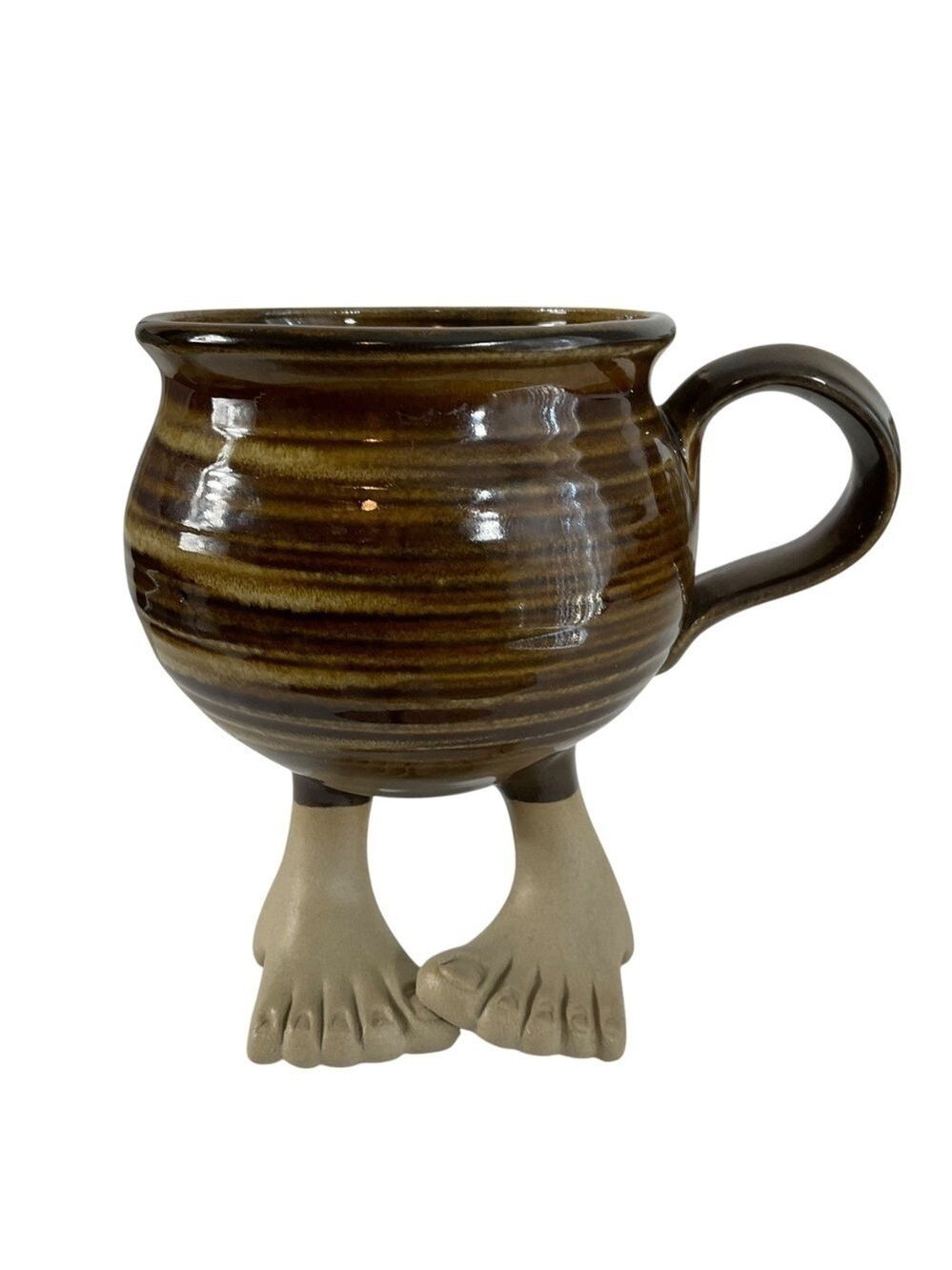Vintage Muddy Waters Studio Art Pottery coffee Mug with Feet approximate 16 oz